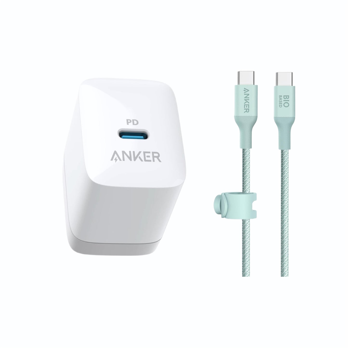 Anker 20W USB-C Power Adapter and Bio-Nylon USB-C to USB-C Cable, Eco-Friendly 20W PD Fast Charger and Durable USB-C Charging Cable for iPhone, iPad