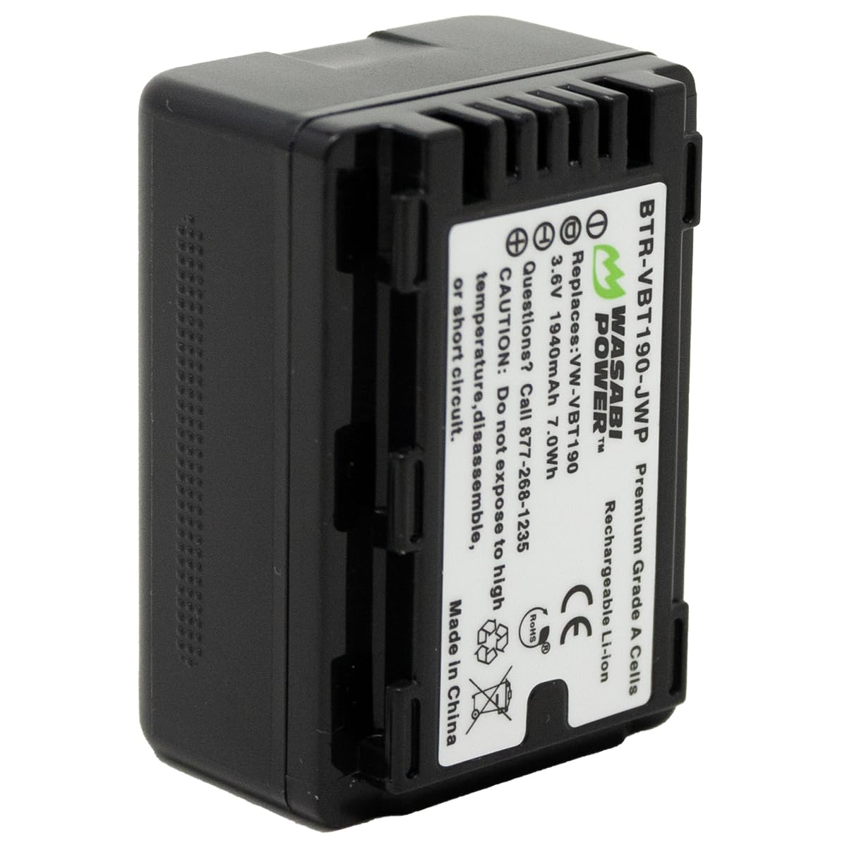 Wasabi Power Battery (2-Pack) and Charger for Panasonic VW-VBT190
