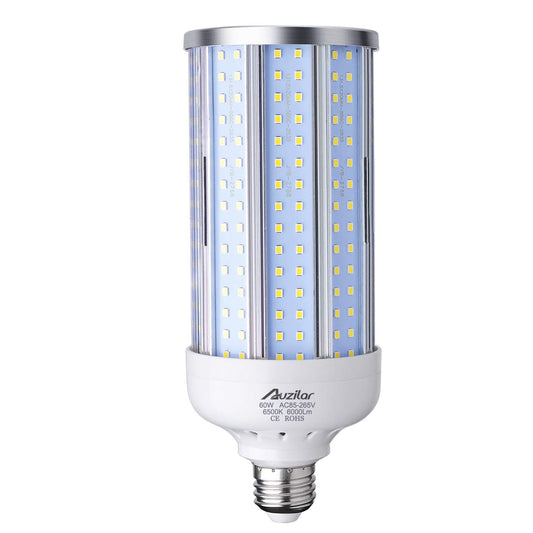 60W LED Corn Light Bulb for Indoor Large Area, E26 6000Lm 6500K Cool White,Super Bright Daylight LED Corn Bulb for Garage Barn Workshop Warehouse