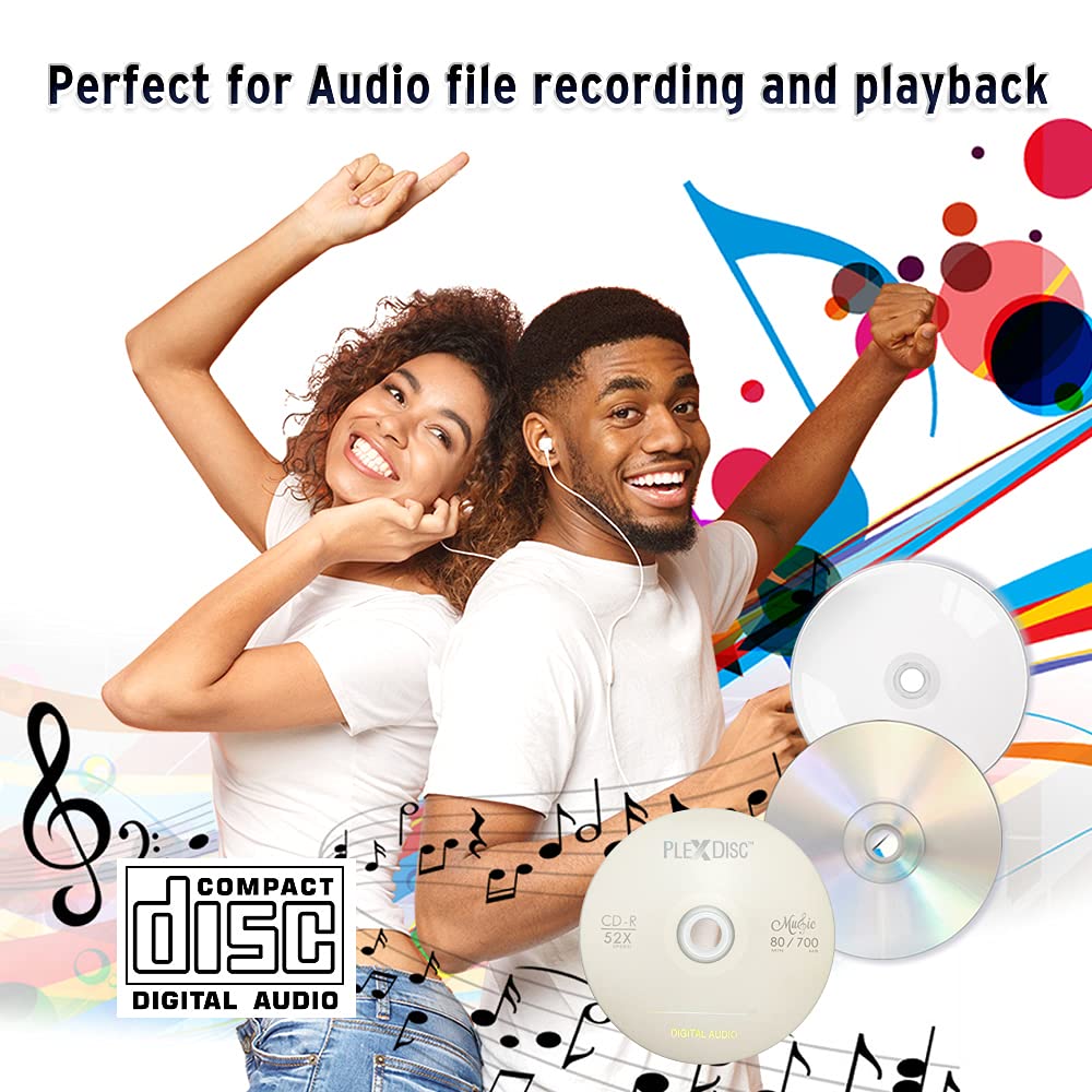 100 PK PlexDisc 52x 700 MB Digital Audio Music CD-R Disc for Reliable Audio Recording and Playback