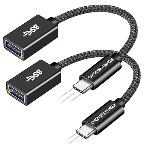 COUPLING USMILE USB C to USB 3.2 Adapter [2pcs Black], Transfer up to 10Gbps, Type C to USB(Male-Female OTG Cable USBC to USB Adapter Compatible…
