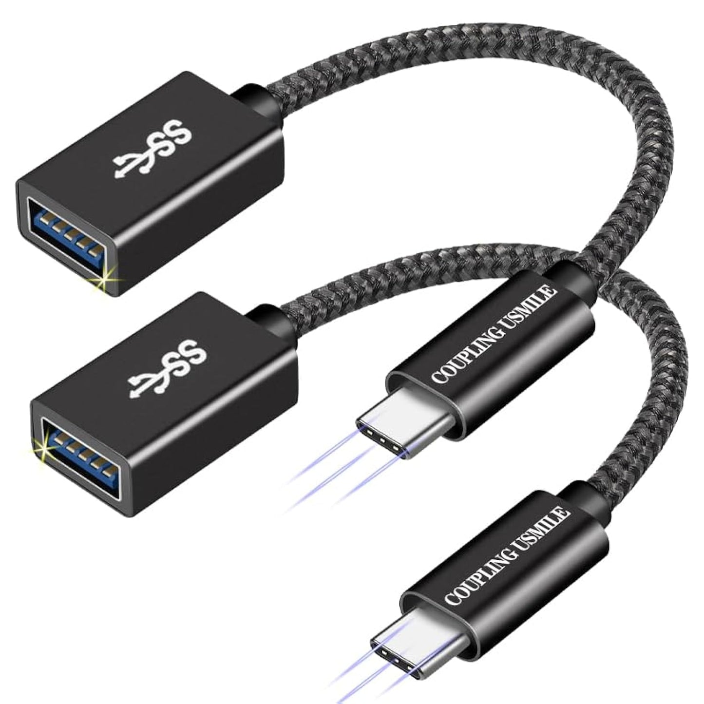 COUPLING USMILE USB C to USB 3.2 Adapter [2pcs Black], Transfer up to 10Gbps, Type C to USB(Male-Female OTG Cable USBC to USB Adapter Compatible…