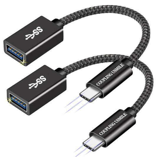 COUPLING USMILE USB C to USB 3.2 Adapter [2pcs Black], Transfer up to 10Gbps, Type C to USB(Male-Female OTG Cable USBC to USB Adapter Compatible…