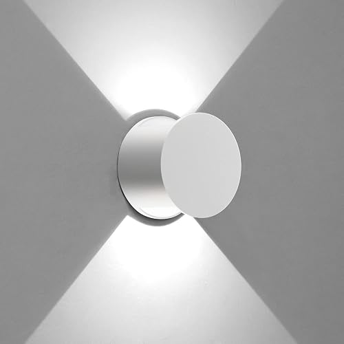 Kawell 8W Modern LED Wall Sconce Light Up Down Waterproof Outdoor Wall Lamp Indoor Hardwired for Bedroom Bathroom Hallway Stairs Porch, White 6000K