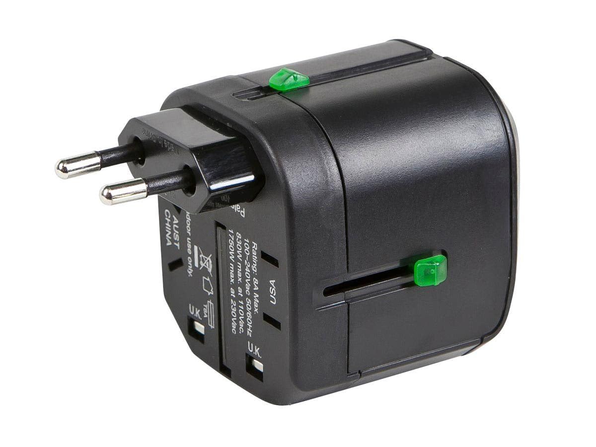 Monoprice Compact Cube Universal Travel Adapter, Supports International Power Outlets, Black