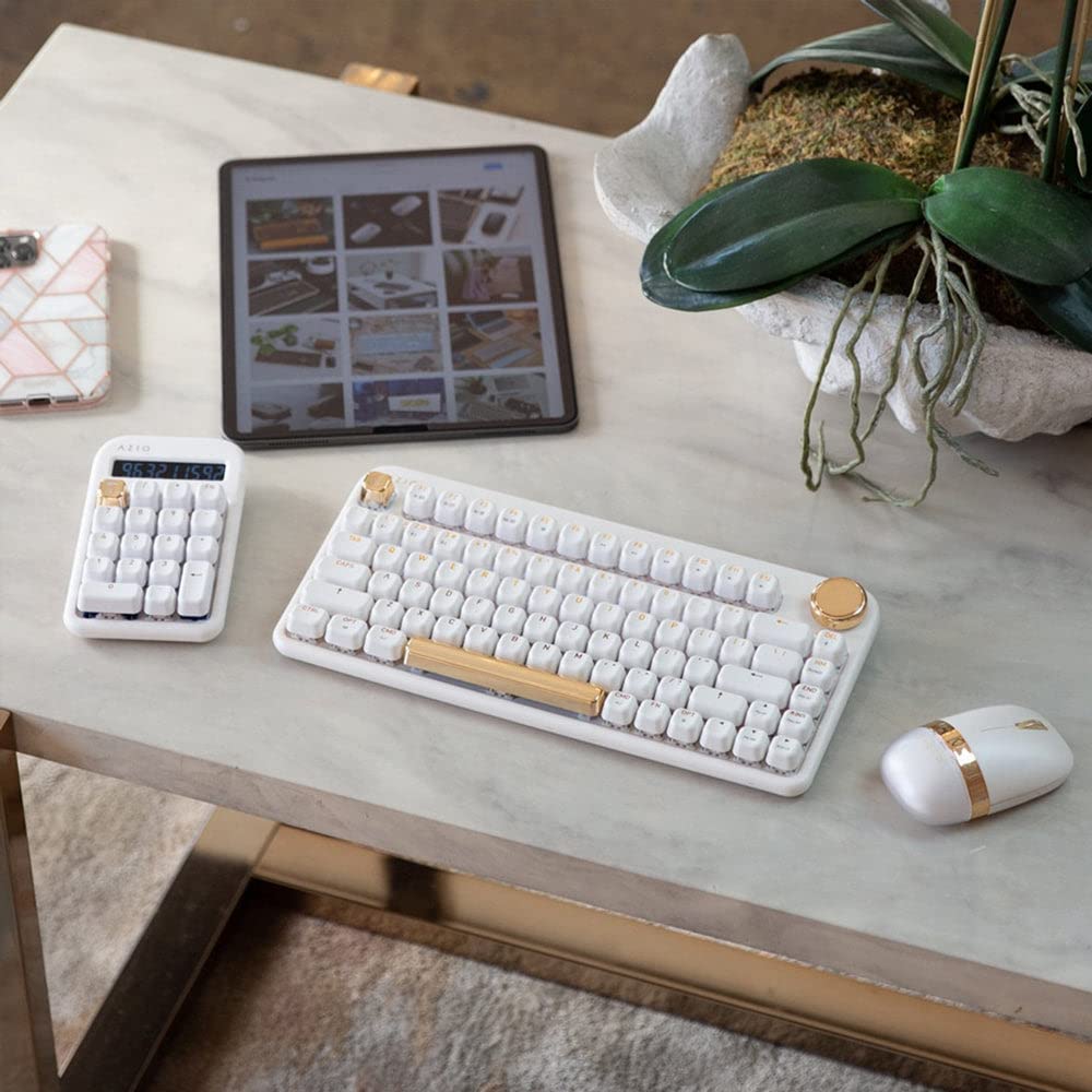 Azio IZO Wireless BT5/USB PC & Mac Mechanical Keyboard, White Blossom