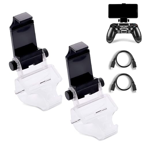 Yizerel PS4 Controller Phone Clip, PS4 Slim Pro Controller Grip for Android Smart Phone, 180 Degree Gaming Holder Mount Stand Bracket for PlayStation