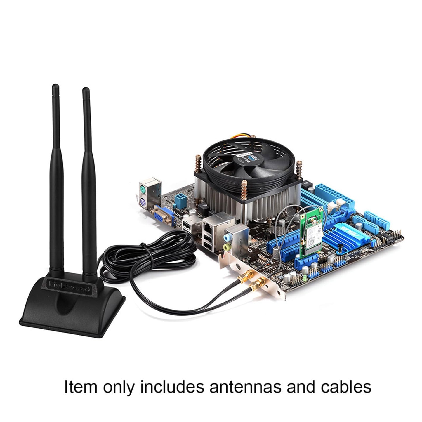 Eightwood 2.4GHz 5GHz Dual Band WiFi Antenna RP-SMA Male Antenna + RP-SMA Female Cable 6 inch (2-Pack) for Mini PCIe Network Card USB WiFi Adapter