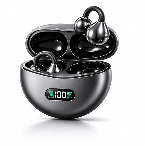 Clip On Earbuds for Apple Ultra Light 4.6g Open Ear Headphones for iPhone 24H Playtime Bluetooth 6.0 Wireless Earbuds All Day Comfort Ideal for Small