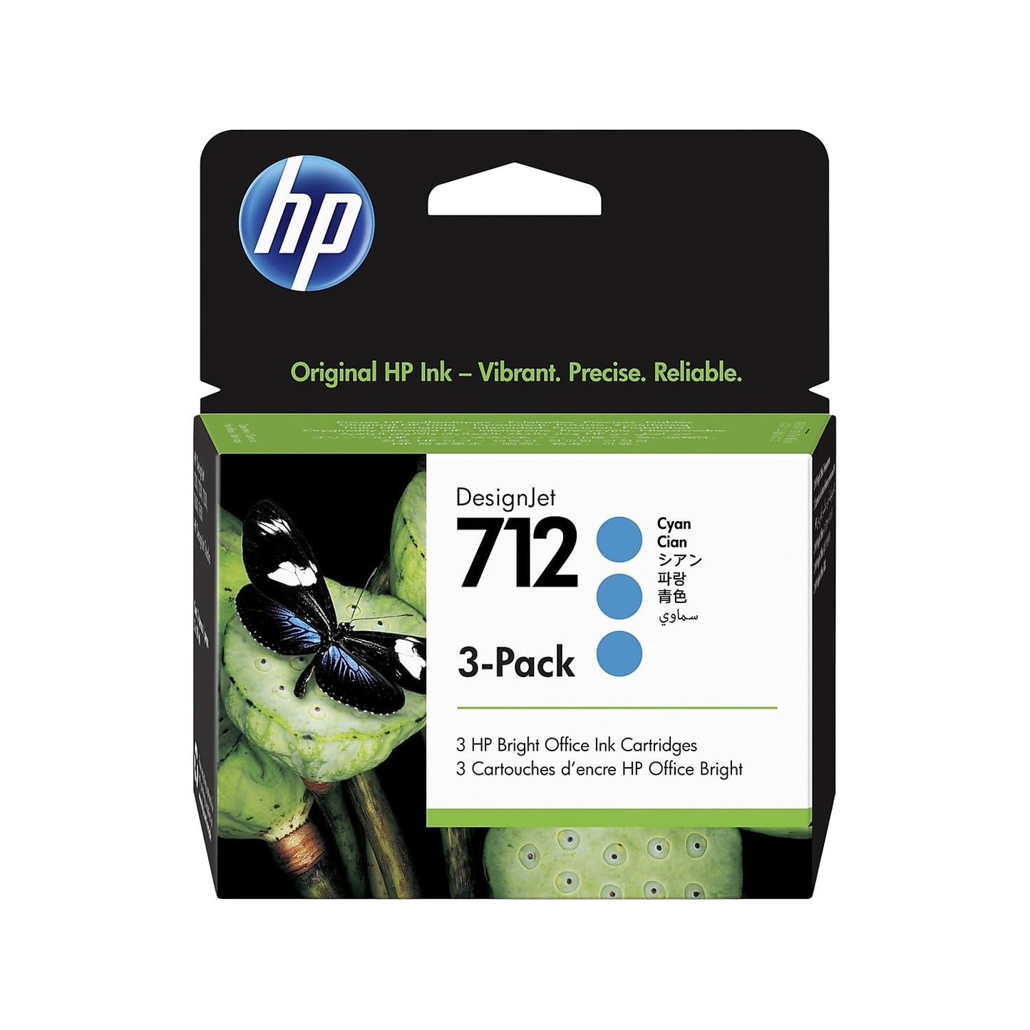 HP 712 Cyan 29-ml 3-Pack Ink Cartridges (3ED77A) for DesignJet T650, T630, T230, T210 & Studio Plotter Printers