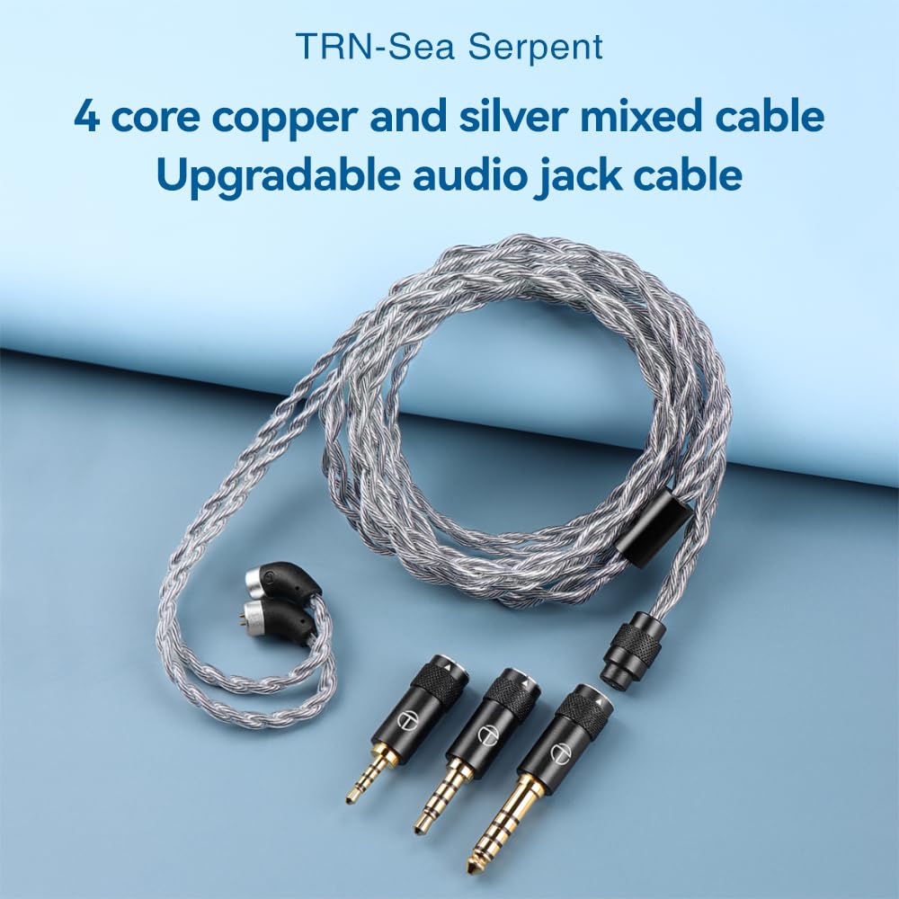 FAAEAL TRN Sea Serpent Earphone Cable with QDC/S/C Pin,356Cores Copper Silver Mixed Wire with 2.5mm/3.5mm/4.4mm Replaceable Plug,Upgrade Line for KZ…