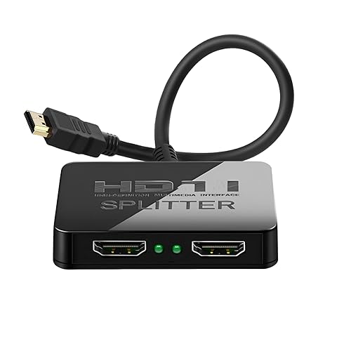 4K HDMI Splitter 1 in 2 Out Mirror Display Not Expand, Dual HDMI Splitter Hub to Dual Monitors Multi-Scree Displays Audio Synchronization, Compatible