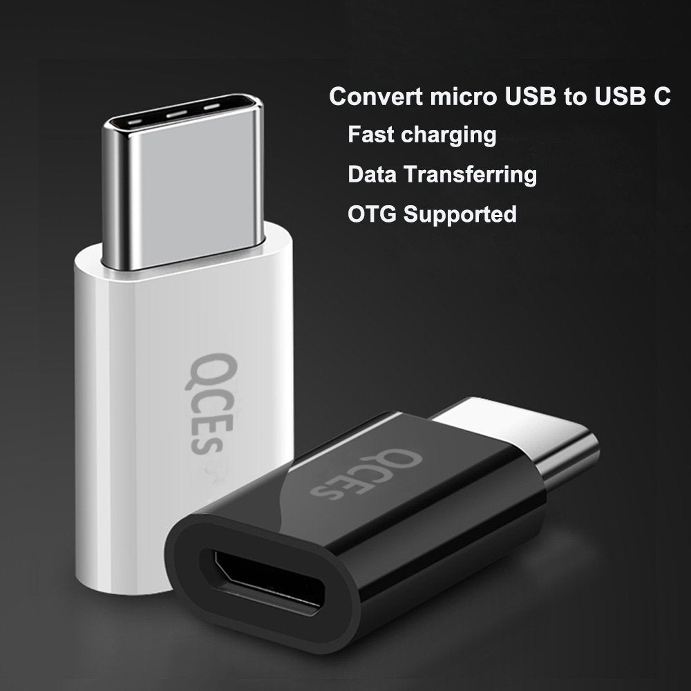 QCEs Micro USB to USB C Adapter 4Pack, Micro USB Female to USB-C Male OTG Adapter Fast Charging Compatible with iPhone 15 Pro Plus, Samsung Galaxy…