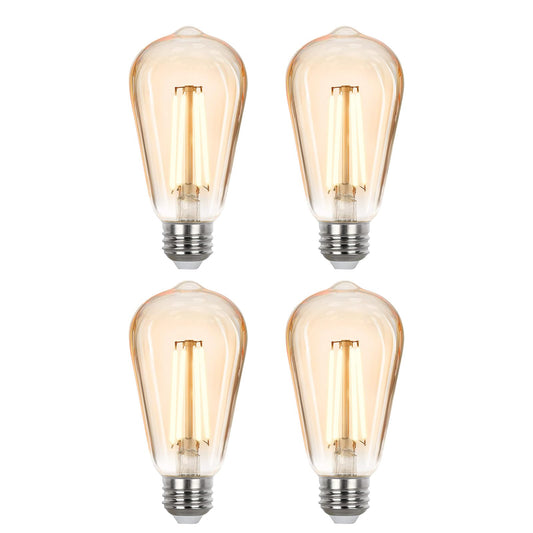 Sigalux Vintage LED Edison Bulbs 40 watt Equivalent, Dimmable E26 Light Bulb 2700K Soft Warm White, Amber Glass ST58 Vintage Bulb, 90+CRI, 4.5W 400LM