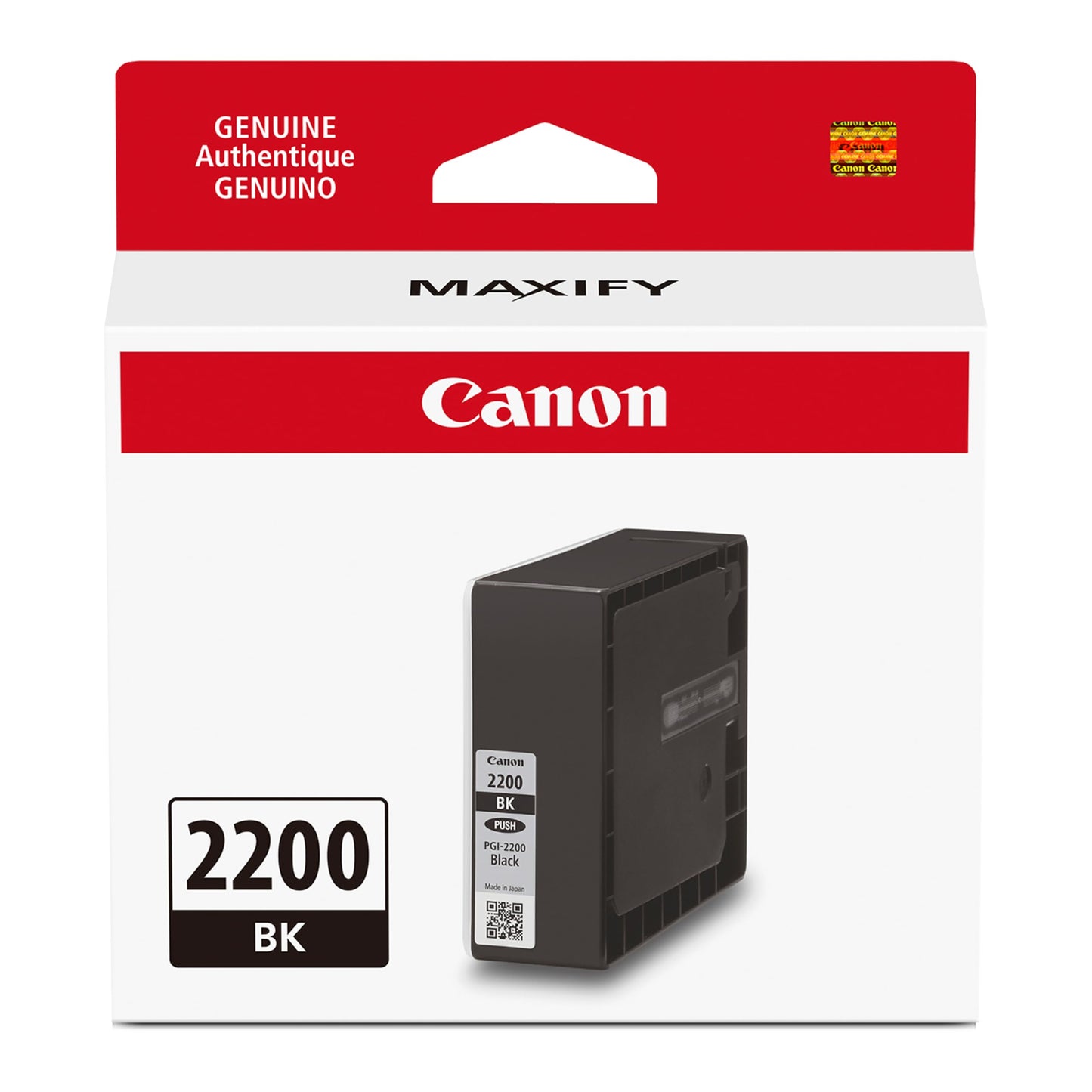 Canon PGI-2200 Genuine Pigment Black Ink Tank, Compatible with IB4120, MB5420, MB5120, IB4020, MB5020, and MB5320 Printers