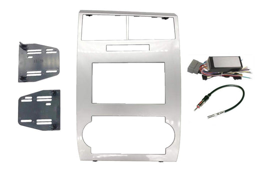 Radio Stereo Car Install Double Din Navigation Silver Bezel Can Bus Factory Amplified Systems Wire Harness & Antenna Adapter Compatible with Dodge