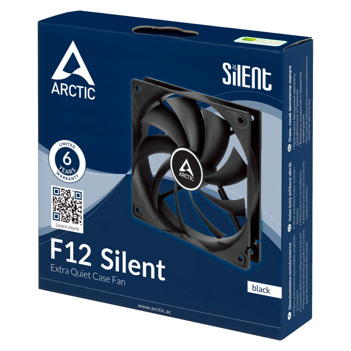 ARCTIC F12 Silent - PC Fan, 120mm Case Fan, Very Quiet Motor, Computer, Almost inaudible, Push- or Pull Configuration, Fan Speed: 800 RPM - Black