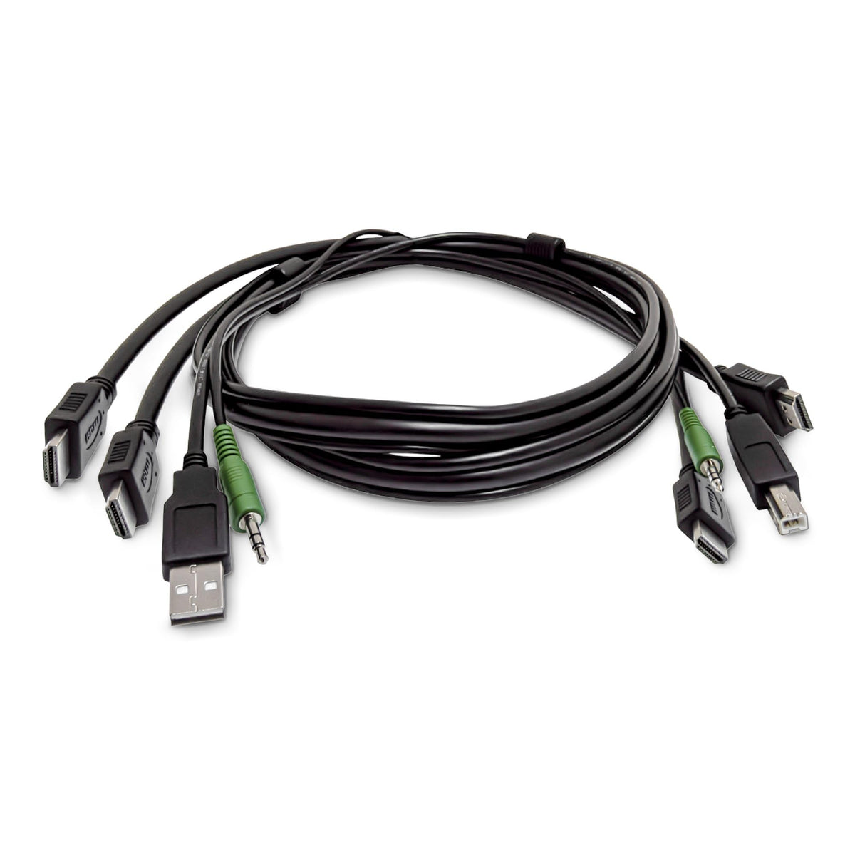 StarTech.com 6ft (1.8m) Dual-HDMI KVM Cable, USB 2.0, 3.5mm, Universally Compatible Combo Cable for KVM Switches, TAA