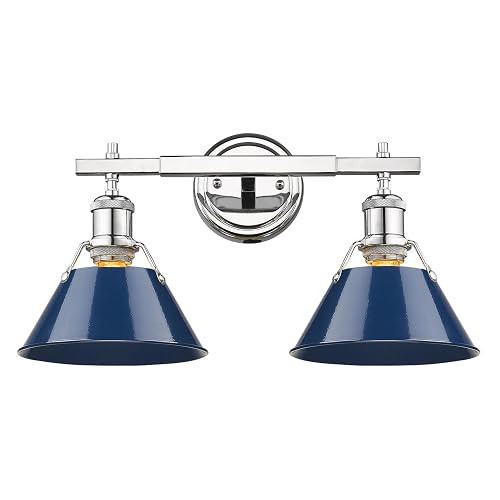 Golden Lighting 3306-BA2 CH-NVY Orwell Bath Vanity, Chrome with Navy Blue Shade- Bathroom Vanity Light, Vanity Lights, Light Fixture, Vanity Lights