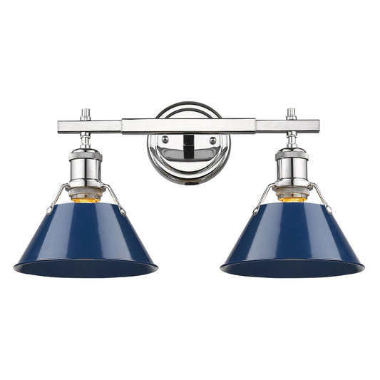 Golden Lighting 3306-BA2 CH-NVY Orwell Bath Vanity, Chrome with Navy Blue Shade- Bathroom Vanity Light, Vanity Lights, Light Fixture, Vanity Lights