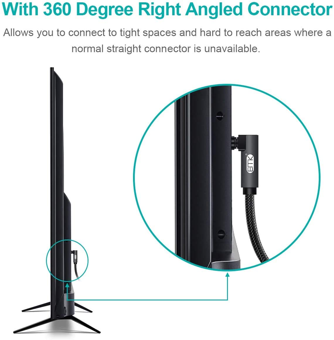 EMK 90 Degree Toslink Optical Cable 360 Degree Free-Rotating Plug Fiber Optic Cable S/PDIF Toslink Male to Male for Home Theater, Sound Bar, TV, PS4