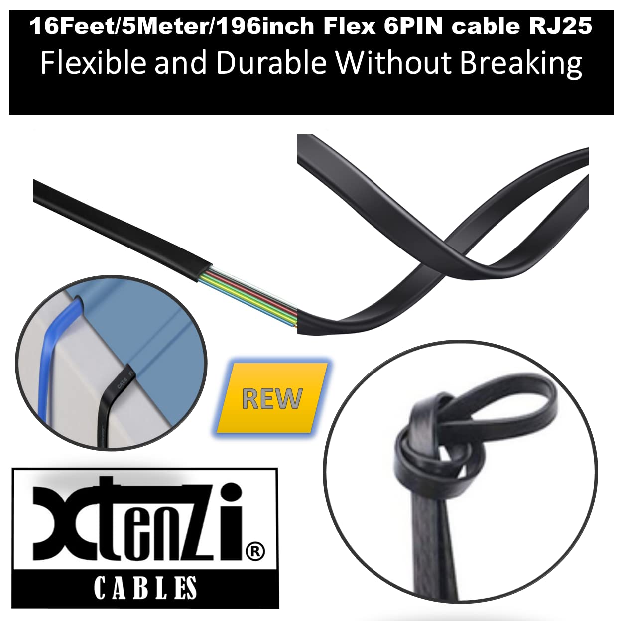 Xtenzi 6Pin Flex Cable XTFC Wire Accessory XT91672 for Amp Remote Bass Knob Compatible with JBL BassPro SL Micro Nano Amplifiers