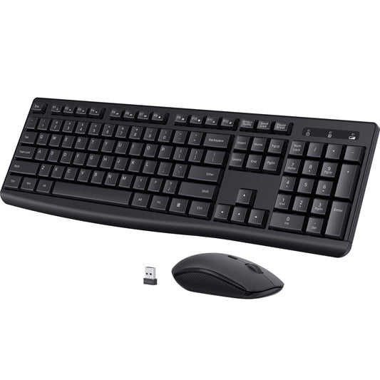 Wireless Keyboard and Mouse Combo, COLIKES 2.4G USB Cordless Mouse and Keyboard, 3 Level DPI Slim Ergonomic, Responsive Plug & Play for Computer