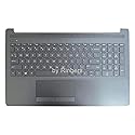 Rinbers 15.6" Laptop Palmrest Upper Case Top Cover with Keyboard and Touchpad Assembly Replacement L20386-001 for HP 15-DA 15-DB 15-DR 250 255 256 G7