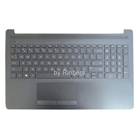 Rinbers 15.6" Laptop Palmrest Upper Case Top Cover with Keyboard and Touchpad Assembly Replacement L20386-001 for HP 15-DA 15-DB 15-DR 250 255 256 G7