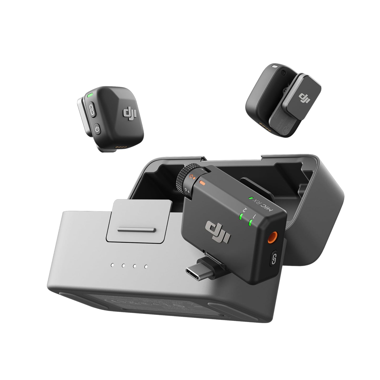 DJI Mic Mini (2 TX + 1 RX + Charging Case), Wireless Lavalier Microphone for iPhone/Camera/Android, Ultralight, Detail-Rich Audio, 48h Use, Noise