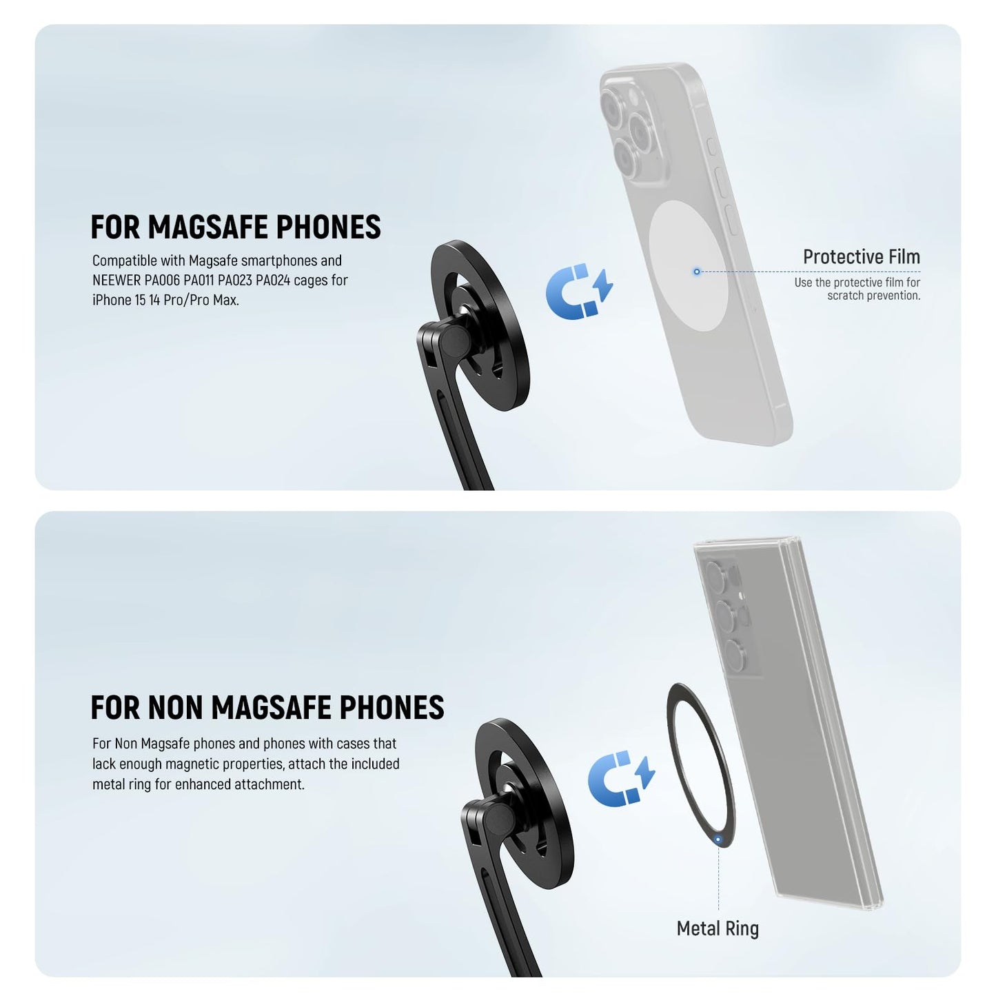 NEEWER GP-16 Magnetic Neck Mount for Action Camera & Phone with Cleaning Cloth Chest Mount Phone Holder for POV Video Recording Vlogging Compatible