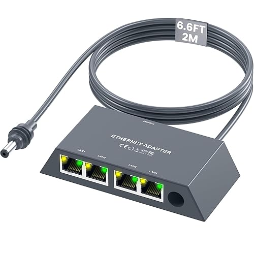 for Starlink Gen3/Mini Ethernet Adapter(2M) with 4 RJ45 Ports,Multi Ports Starlink Ethernet Adapter with Wired External Network for Other Devices