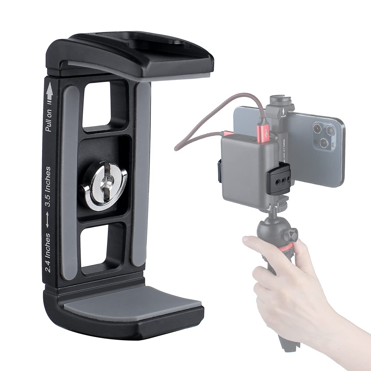 ARNARKOK Power Bank Clamp Holder,Camera Cage,with 1/4" Screw,Cold Shoe Mount,Phone Holder Clip [Thick Case & Big Phones Friendly],Radar Detector Mount