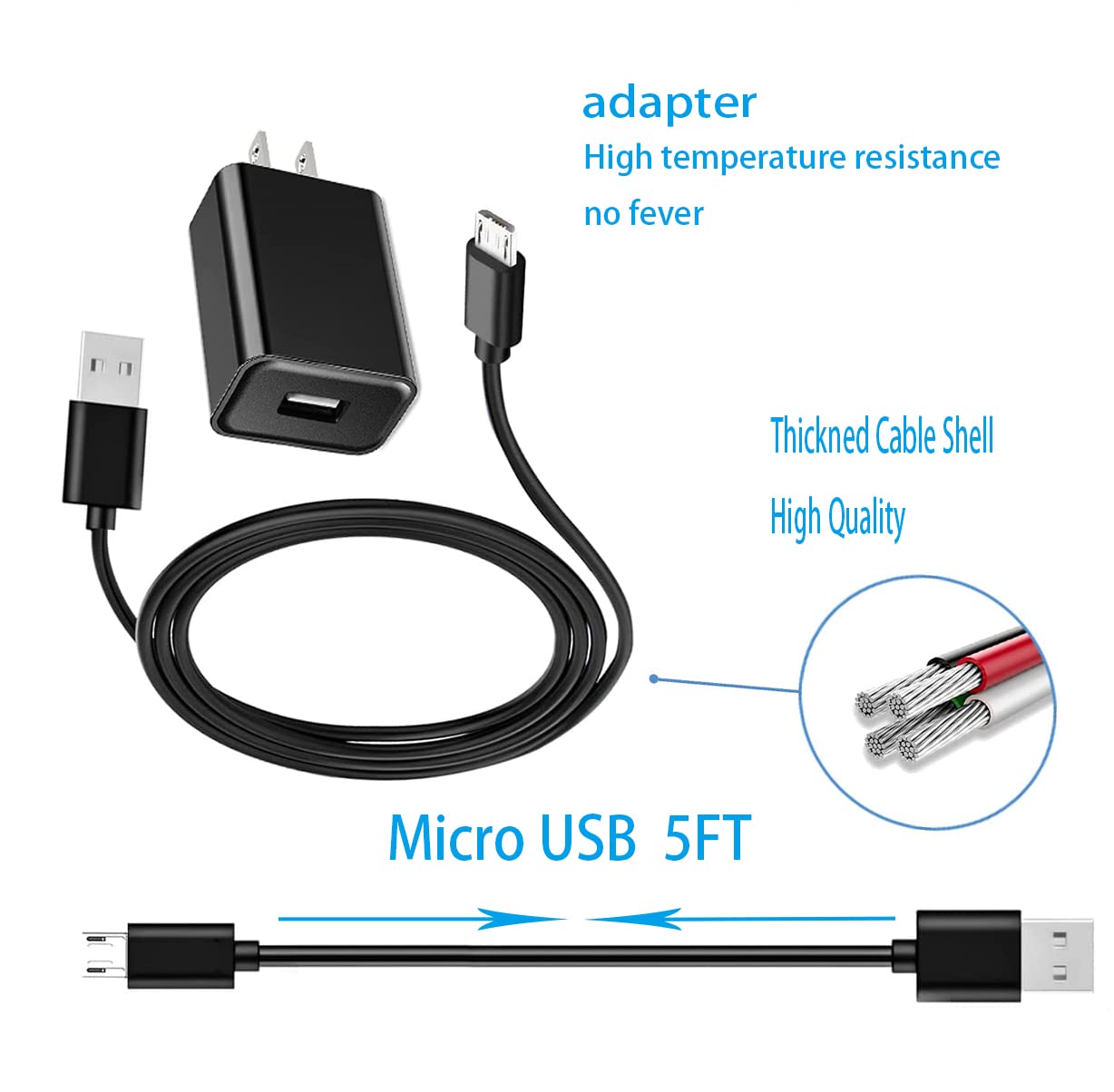 Noise Cancelling Headphones Charger Cable for ZIHNIC, Soundcore Life Q20, iJoy Old Version, MUSICOZY, TUINYO, OneOdio A70, A11, MIDOLA, Gorsun