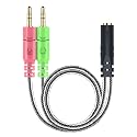MillSO Headphone Splitter for Computer CTIA 3.5mm TRRS Female to Dual TRS Male Mic Audio Jack Y Adapter Headset Splitter Cable for PC Laptop to Gaming