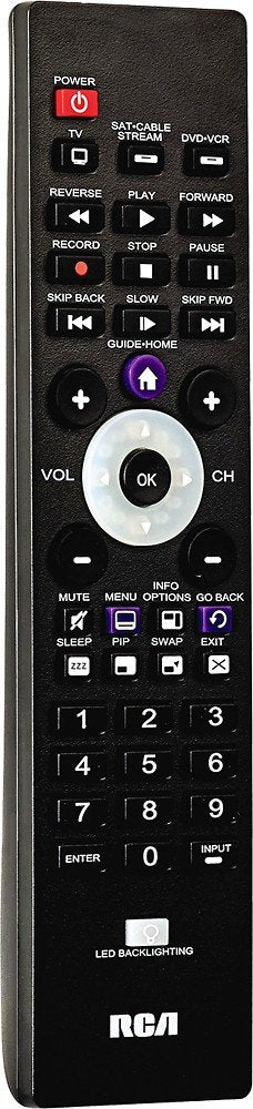RCA Universal Remote Control for TV, Streaming Players & Cable Boxes, 3 Device Remote, Backlit Keypad, Long Range IR, Easy Setup, Compatible