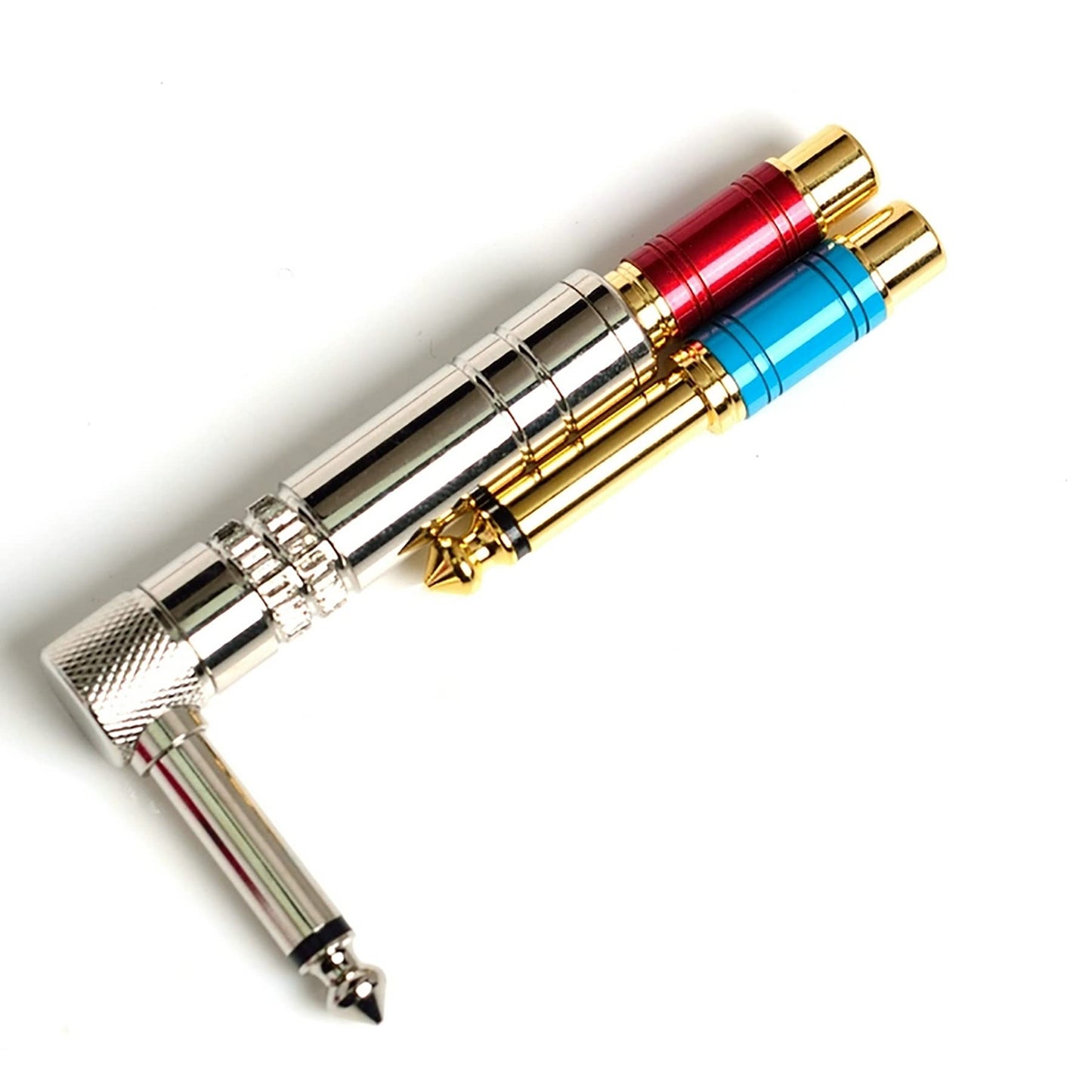 WJSTN Right Angle 1/4 TS Adapter, 6.35mm Male to Female Mono Audio Jack, 2 Pack (TS Male to TS Female)