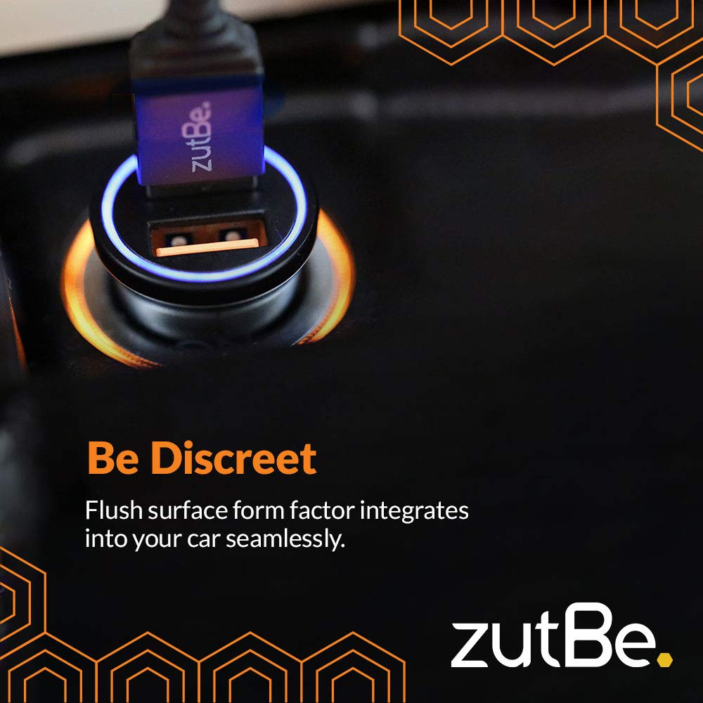 zutBe Dual USB-A 36W with one QC 3.0 Compact Metal Fast Car Charger for iPhone 14 13 12 SE 11 X 8 7 & iPad; Samsung Galaxy S20 S1 Note OnePlu, Pixe
