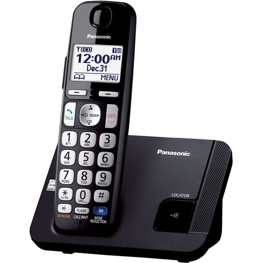 Panasonic Expandable Cordless Phone DECT 6.0 with Talking Caller ID and Enhanced Noise Reduction, Black/Silver - 1 Handset (KX-TGE210B)
