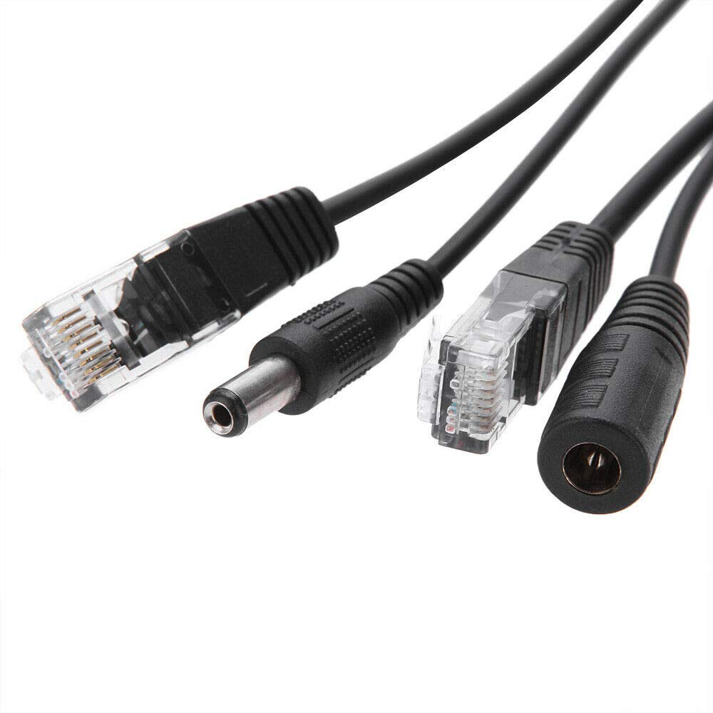 EB-LINK 4 Pair Waterproof PoE Adapter Cable RJ45 Passive PoE Injector and PoE Splitter Kit with 5.5x2.1 mm DC Connector Passive Power Over Ethernet
