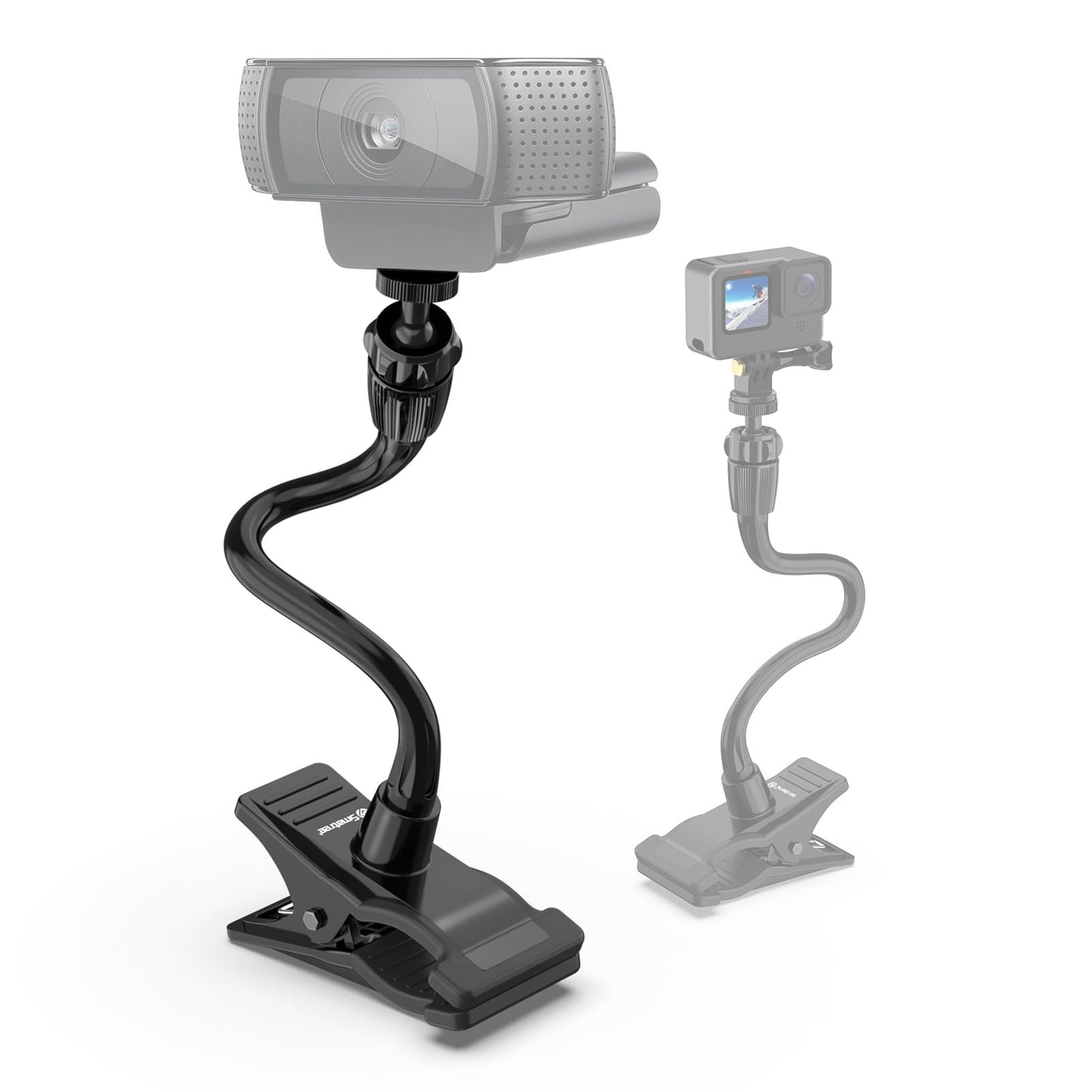 Smatree Flexible Jaws Flex Clamp Mount Gooseneck Extension Compatible for OSMO 360,Webcam C925e/C922x/C922/C930e/C930/C920x,N60/Hello Cam,Gopro