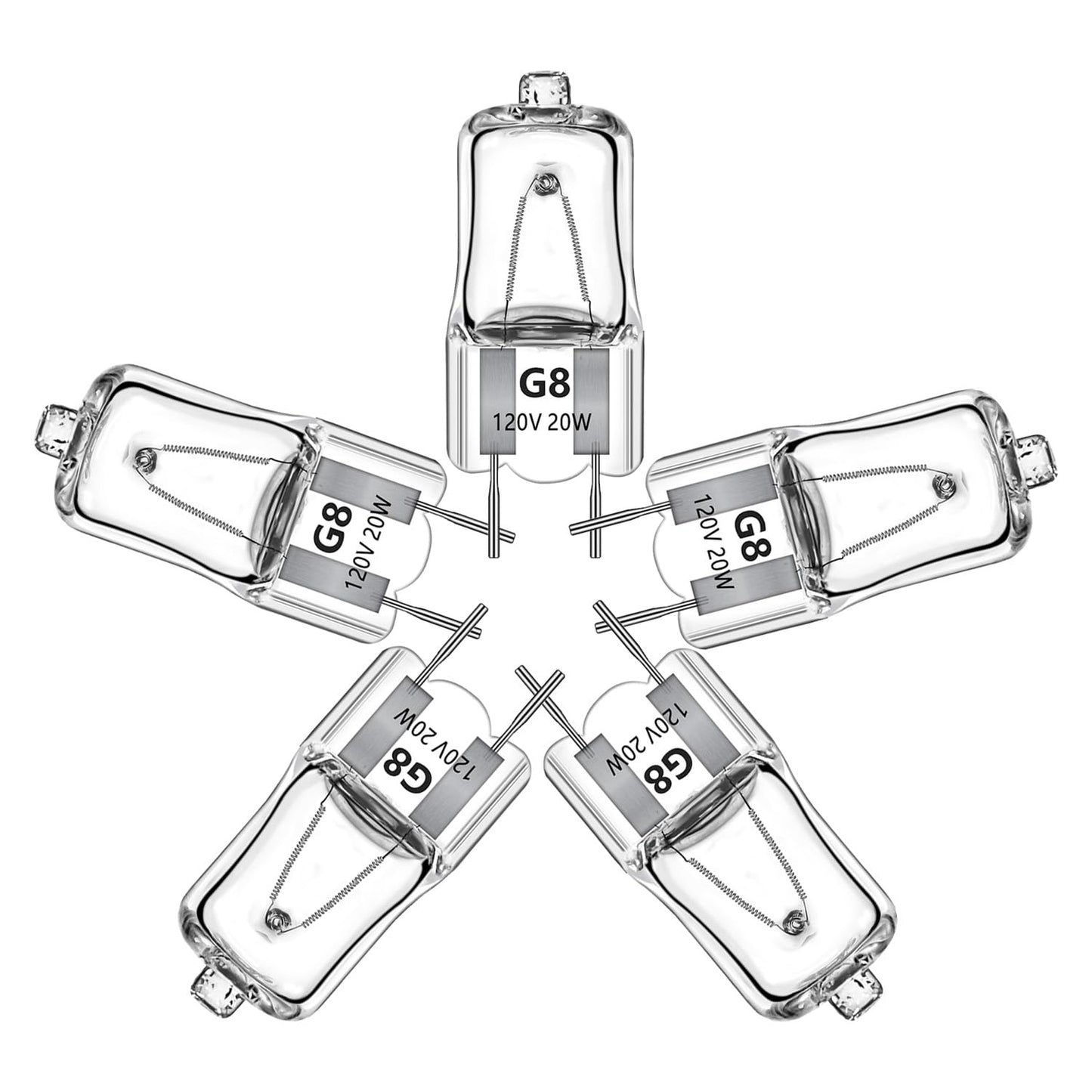 Lujchicy G8 Bulb 20 watts 120 Volts Halogen Bulb, Double-pin Xenon Bulb, Warm White Adjustable Light Bulb (5 Pieces in a Pack)