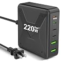 USB C Charger Block, 220W 6-Port Fast Charger, 100W USB C Laptop Charger for MacBook Pro/Air,iPad Series, iPhone 16/15 14/13Pro Max/12 Samsung Galaxy