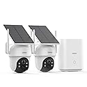 aosu Security Cameras Outdoor Wireless, 2 Cam-Kit, No Subscription Required, Solar-Powered, Home Security Cameras System with 360° Pan & Tilt, Auto