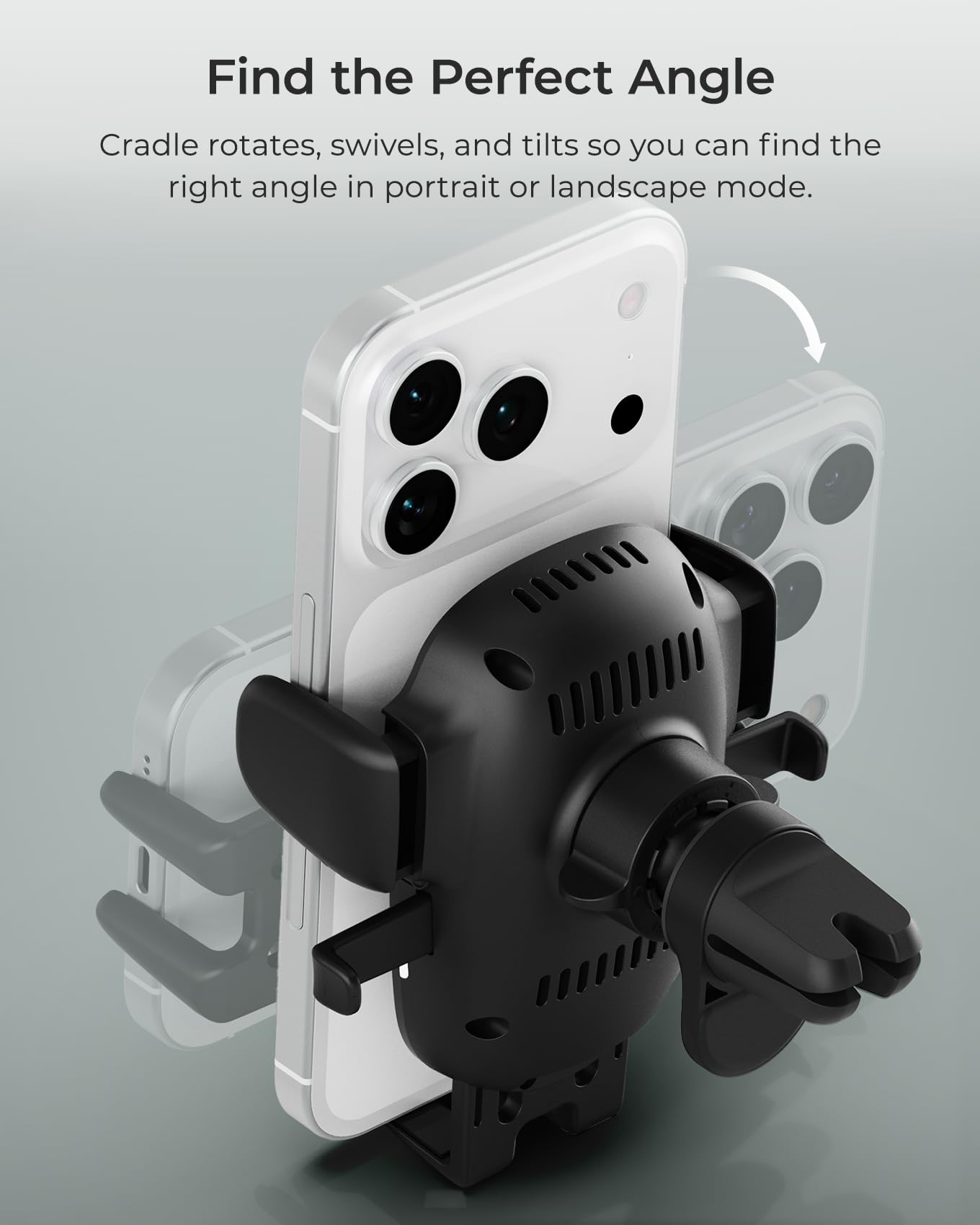 iOttie Easy One Touch Wireless 3 Air Vent Car Mount, Qi Fast Charging Phone Holder, One-Handed Auto Clamp, Secure Vent Clip, Adjustable Viewing