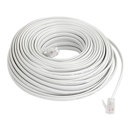 uxcell Flexible RJ11 6P2C Telephone Extenstion Cable 20M Long White