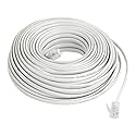 uxcell Flexible RJ11 6P2C Telephone Extenstion Cable 20M Long White