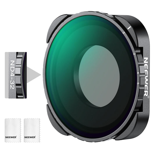 NEEWER Variable ND Filter Compatible with GoPro 13 12 11 10 9, ND4-32 2-5 Stops Screw On Adjustable ND Filter with Multicoated HD Optical Glass, Slim