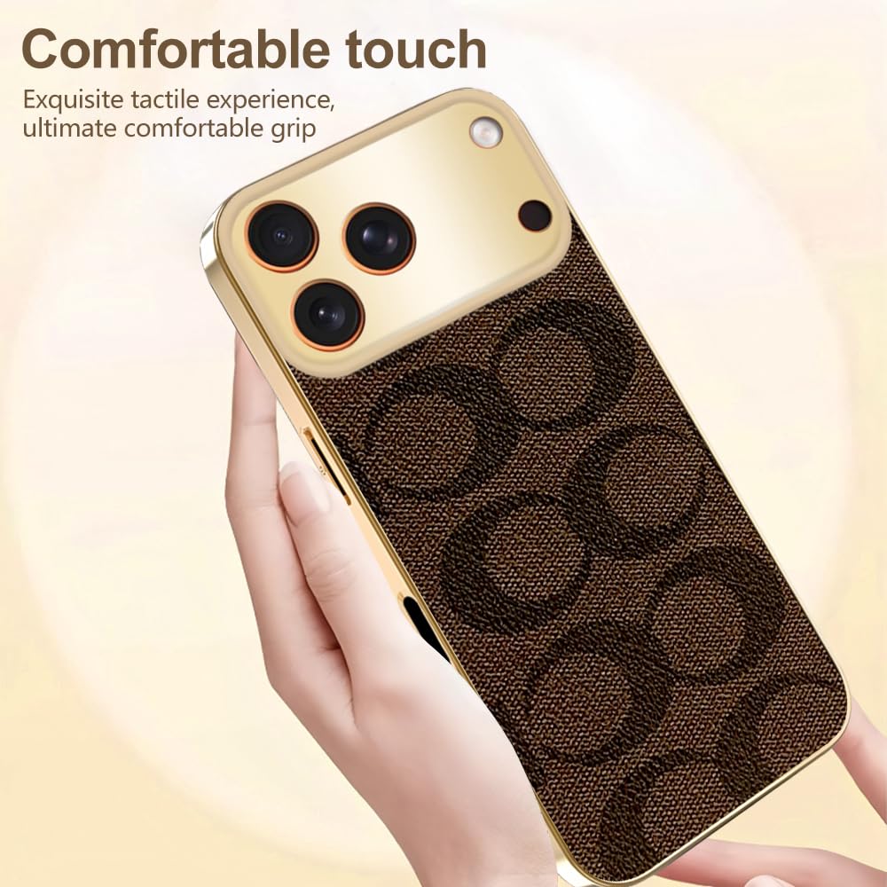 Sriyso Designer Case for iPhone,Luxury Classical Vintage Leather for Women Girl,Camera Protection,Electroplating Frame Anti-Fingerprint Military Grade