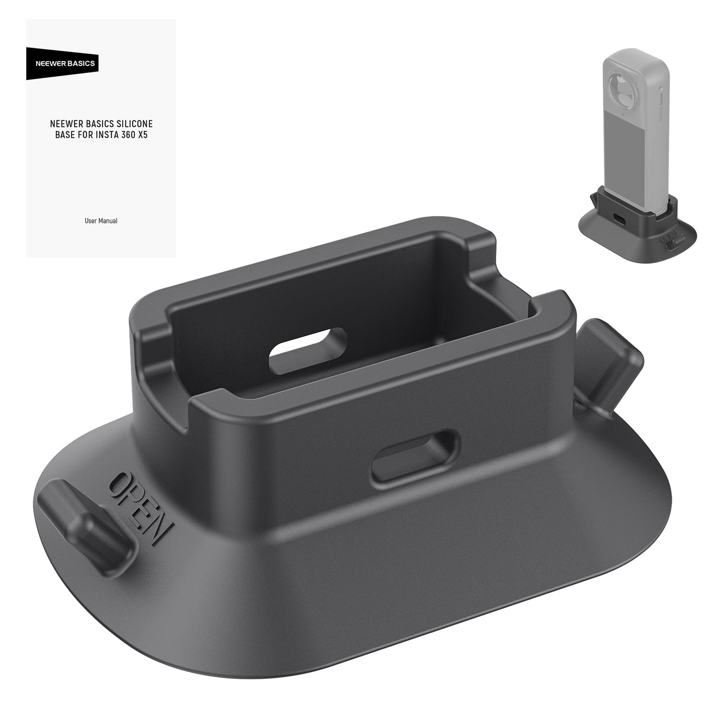 NEEWER Silicone Stand Base Compatible with Insta360 x5, Nonslip Stable Anti Scratch Desktop Camera Mount Support Stablizer Adapter for Vlogging